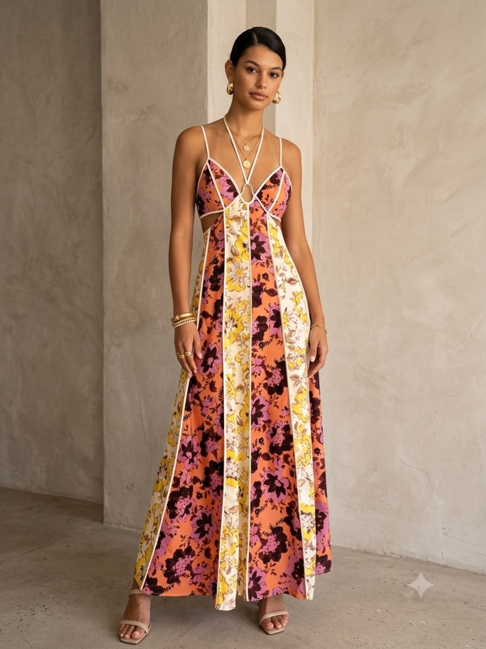 Anthropologie Significant Other Ana Maxi Dress Floral Mix US 8 Halter NWT